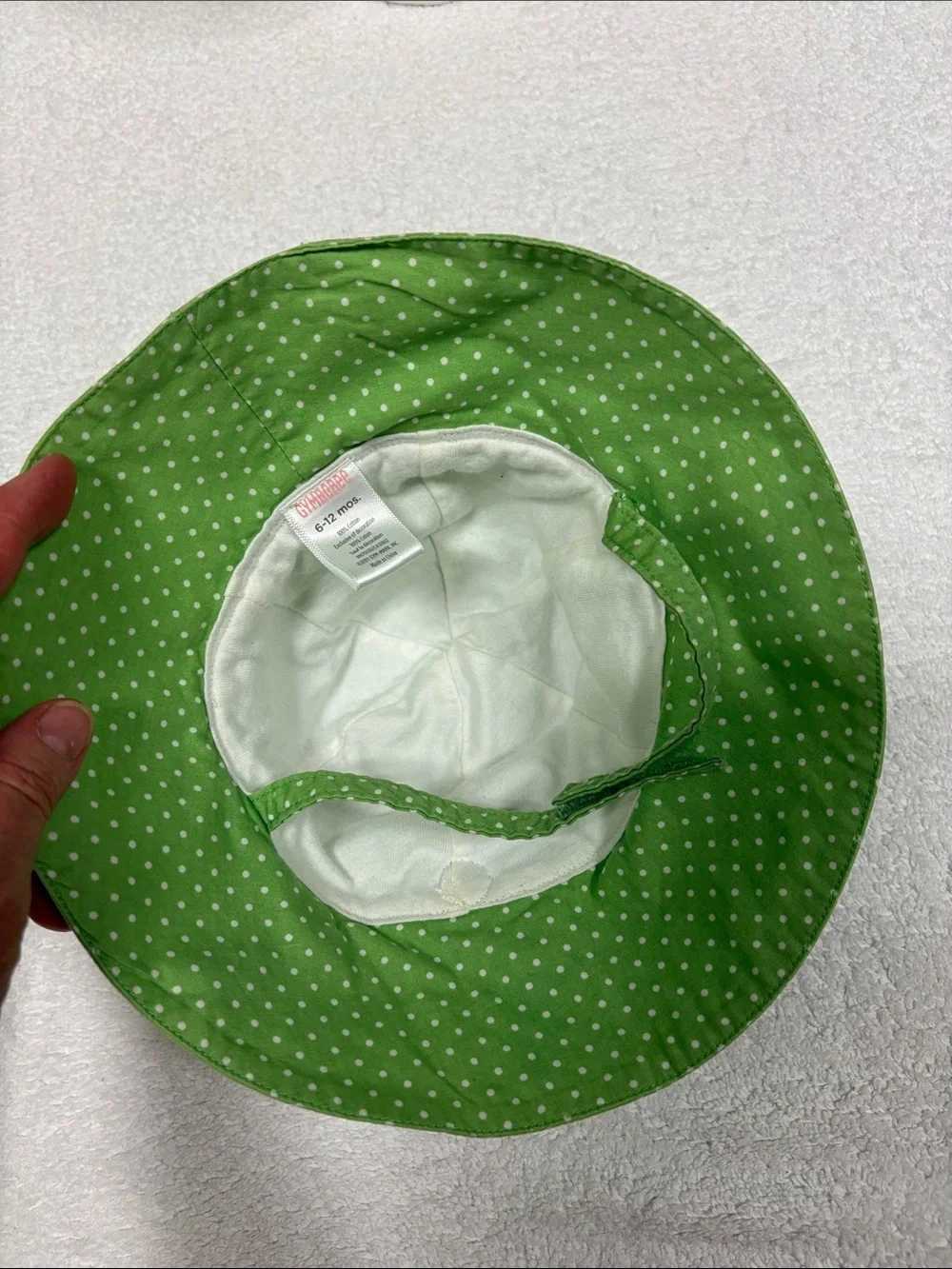 Gymboree daisy turtle line Green Polka Dot Sun Hat 6/12m Y2K